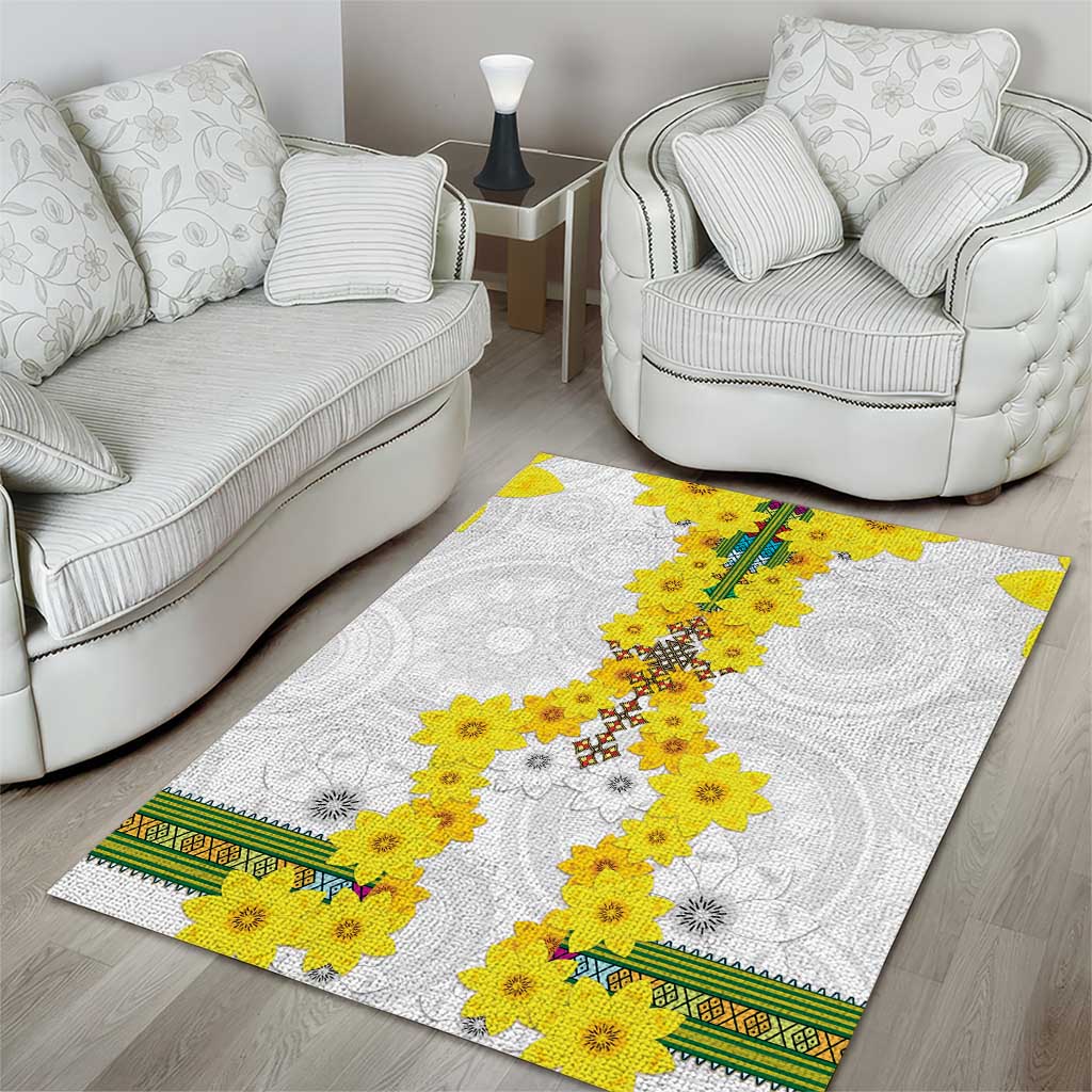 Enkutatash Ethiopia New Year Area Rug Tilet Pattern With Adey Abeba Flowers LT05