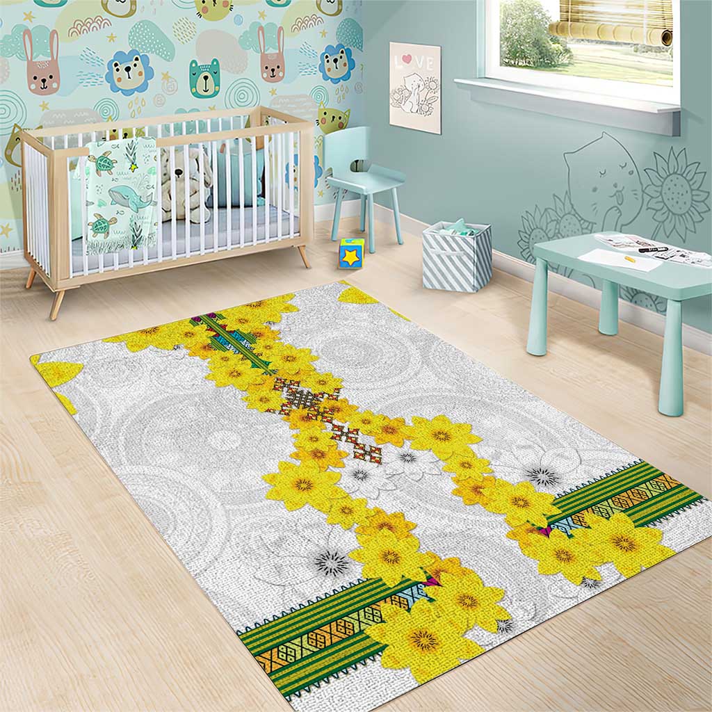Enkutatash Ethiopia New Year Area Rug Tilet Pattern With Adey Abeba Flowers LT05