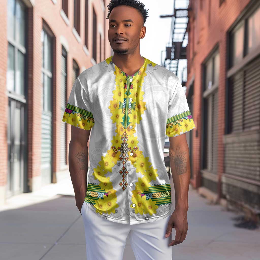 Enkutatash Ethiopia New Year Baseball Jersey Tilet Pattern With Adey Abeba Flowers LT05