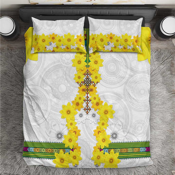 Enkutatash Ethiopia New Year Bedding Set Tilet Pattern With Adey Abeba Flowers LT05