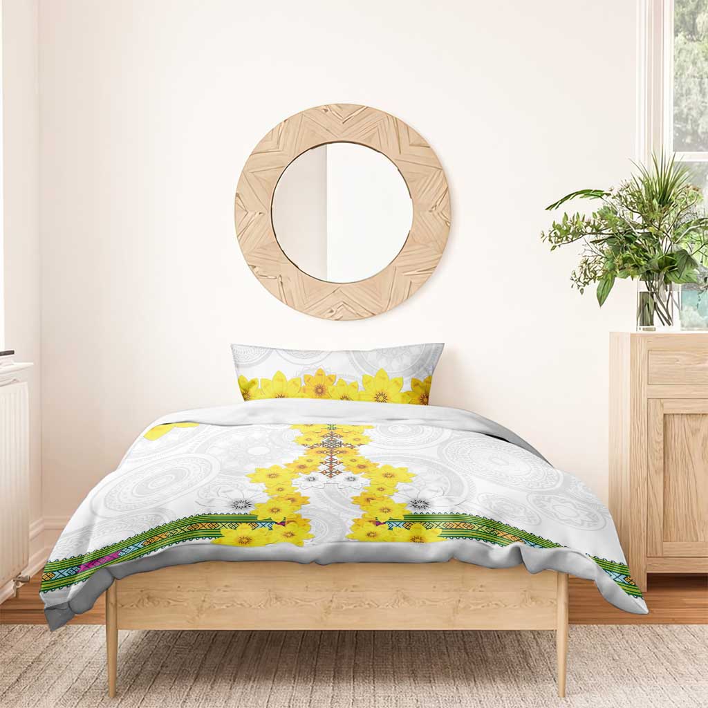 Enkutatash Ethiopia New Year Bedding Set Tilet Pattern With Adey Abeba Flowers LT05