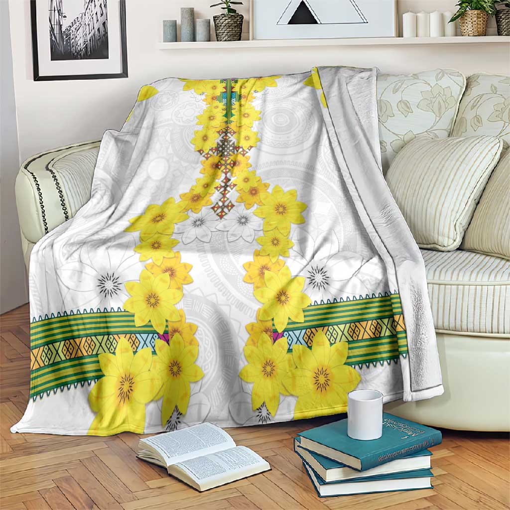 Enkutatash Ethiopia New Year Blanket Tilet Pattern With Adey Abeba Flowers LT05
