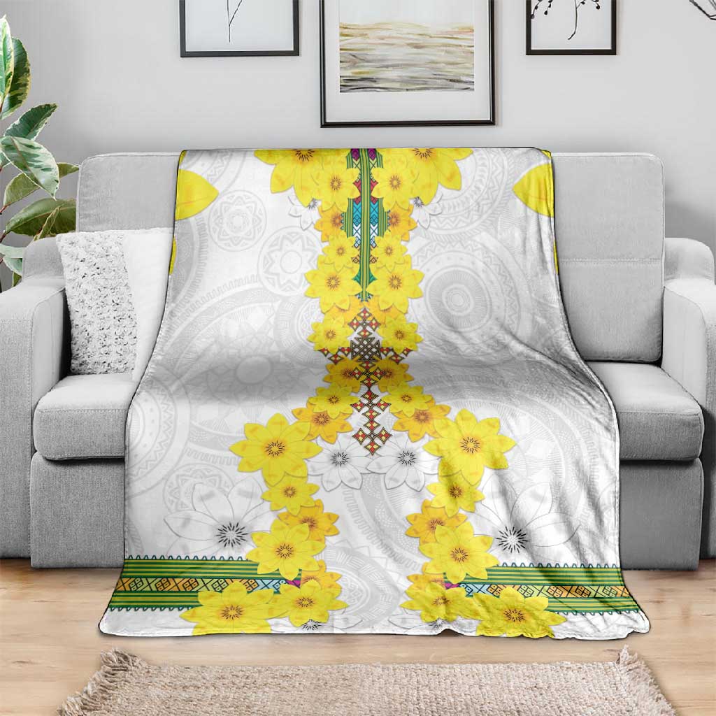 Enkutatash Ethiopia New Year Blanket Tilet Pattern With Adey Abeba Flowers LT05
