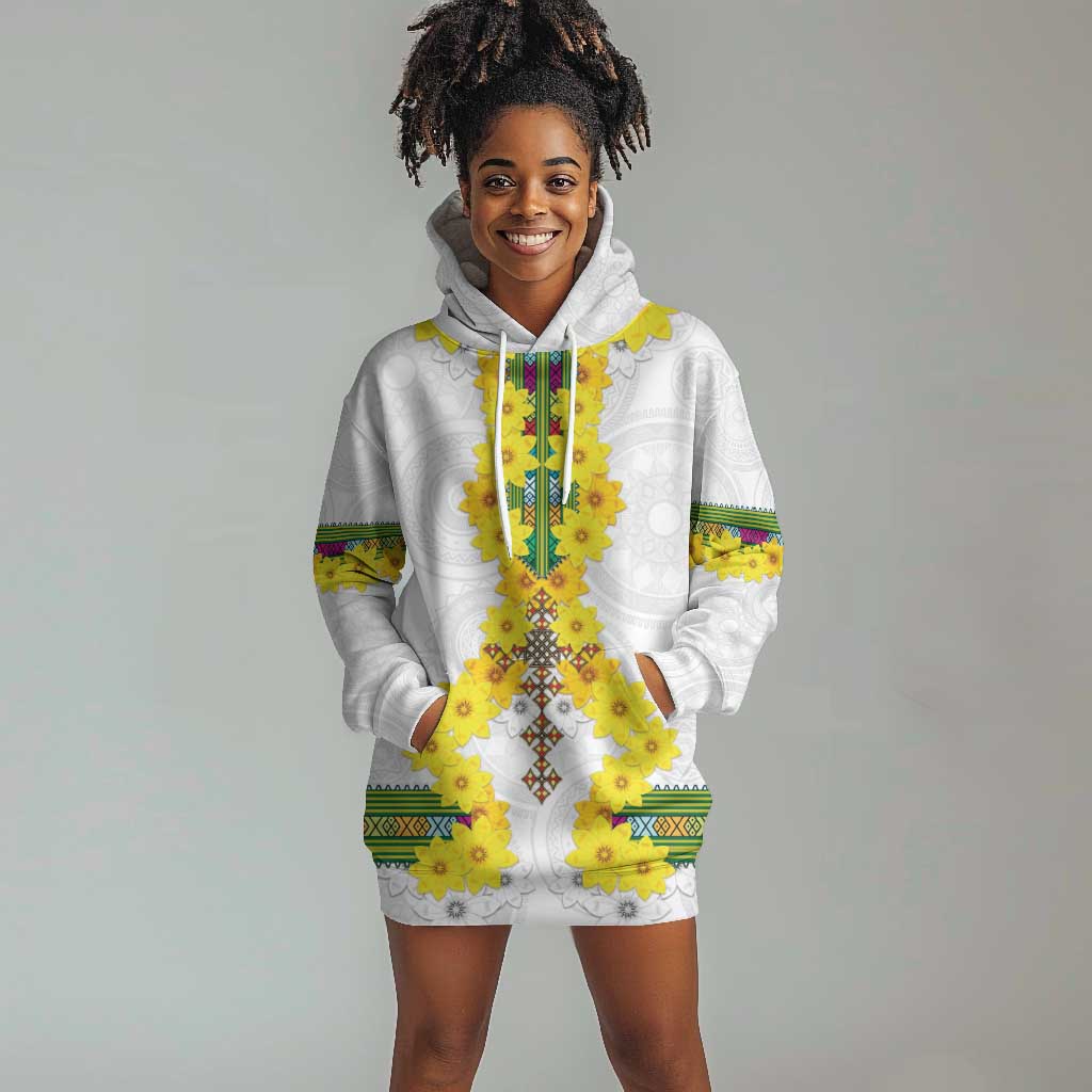 Enkutatash Ethiopia New Year Hoodie Dress Tilet Pattern With Adey Abeba Flowers LT05