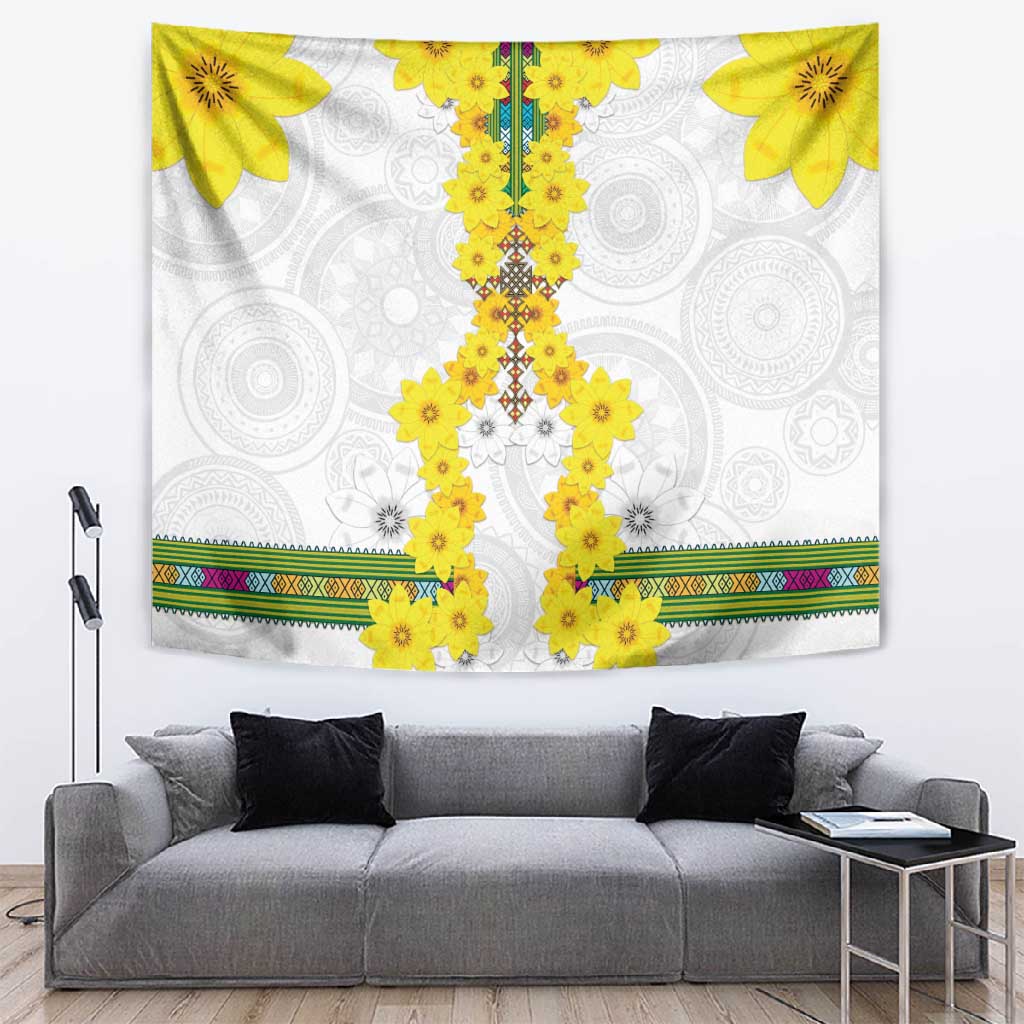 Enkutatash Ethiopia New Year Tapestry Tilet Pattern With Adey Abeba Flowers LT05