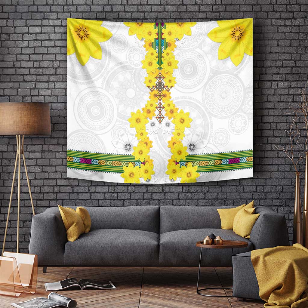 Enkutatash Ethiopia New Year Tapestry Tilet Pattern With Adey Abeba Flowers LT05