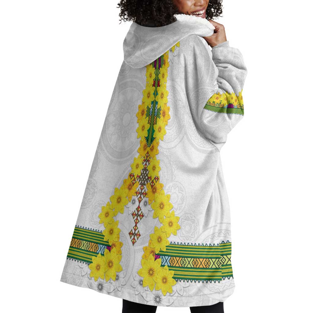 Enkutatash Ethiopia New Year Wearable Blanket Hoodie Tilet Pattern With Adey Abeba Flowers LT05