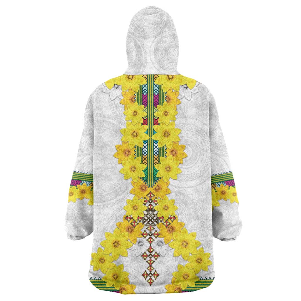 Enkutatash Ethiopia New Year Wearable Blanket Hoodie Tilet Pattern With Adey Abeba Flowers LT05