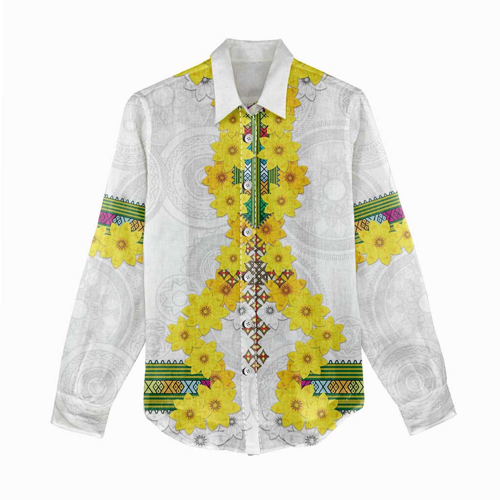 Enkutatash Ethiopia New Year Women Casual Shirt Tilet Pattern With Adey Abeba Flowers LT05
