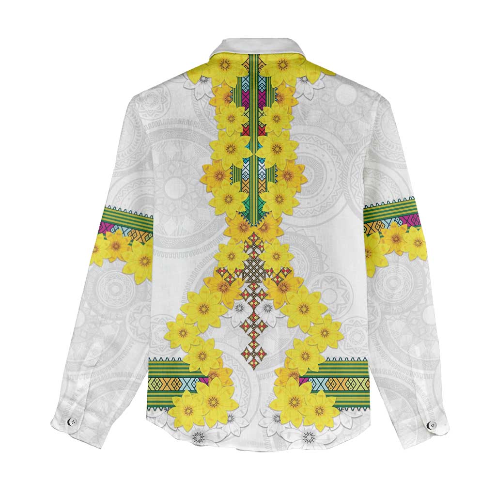 Enkutatash Ethiopia New Year Women Casual Shirt Tilet Pattern With Adey Abeba Flowers LT05