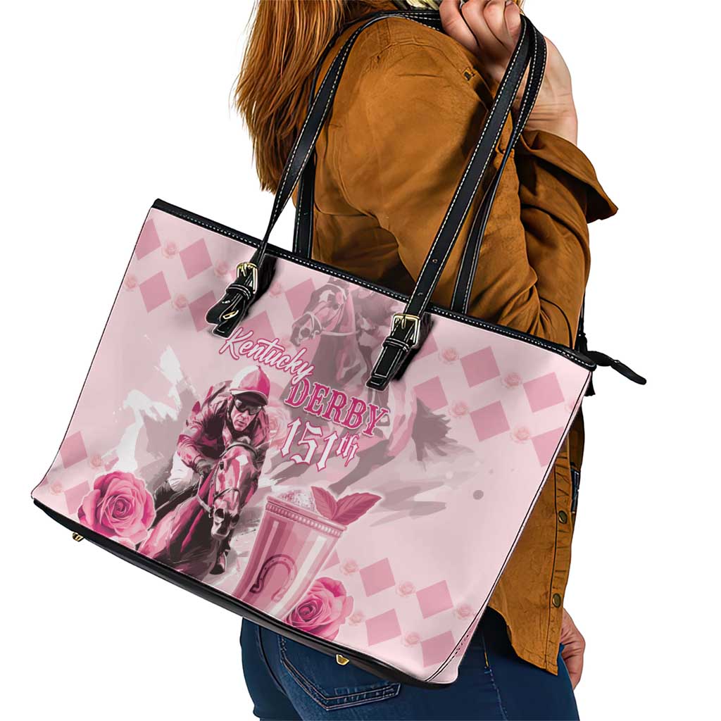 Kentucky Horse Racing Leather Tote Bag 151st Anniversary Mint Julep Pink Version LT05
