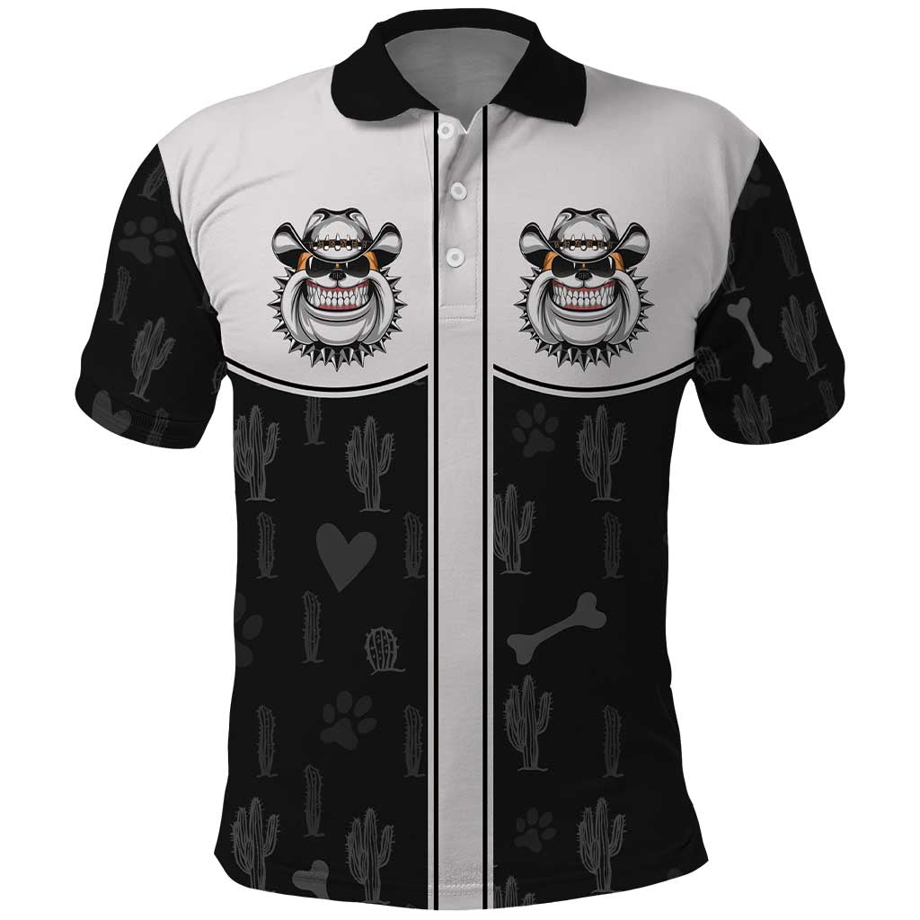 Cowdog Polo Shirt Cowboy Bulldog Retro Western Yoke LT05