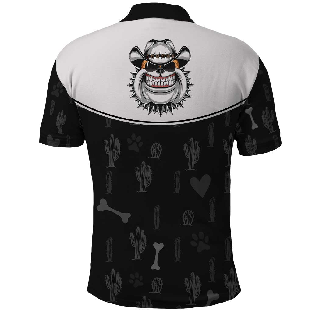 Cowdog Polo Shirt Cowboy Bulldog Retro Western Yoke LT05