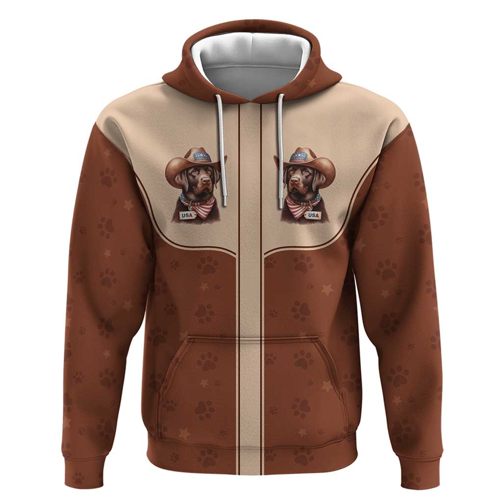 Cowdog Hoodie Cowboy Patriotic Labrador Western Yoke LT05