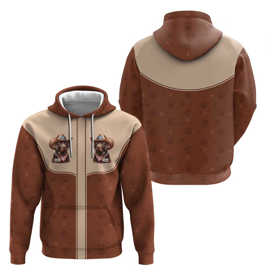 Cowdog Hoodie Cowboy Patriotic Labrador Western Yoke LT05