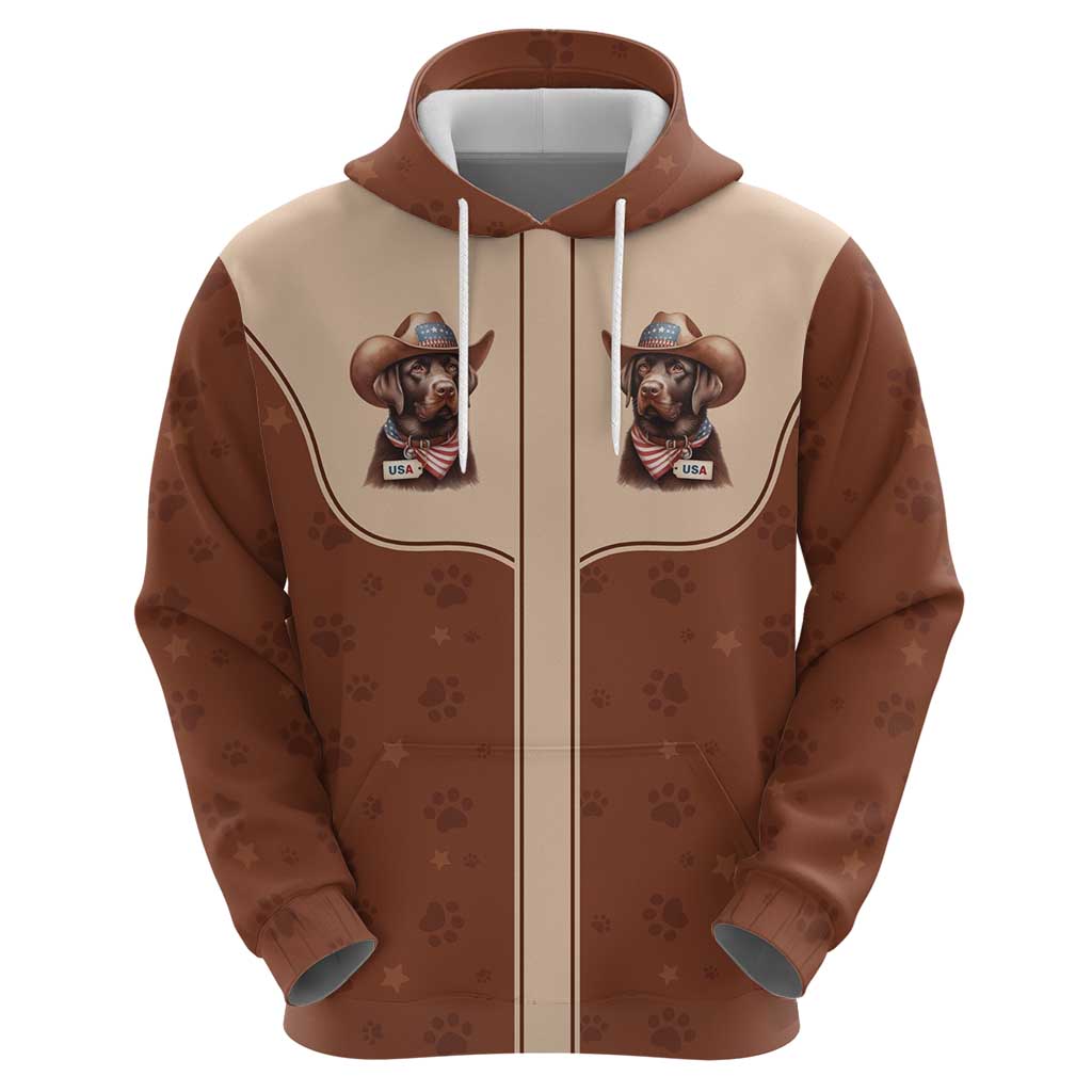 Cowdog Hoodie Cowboy Patriotic Labrador Western Yoke LT05