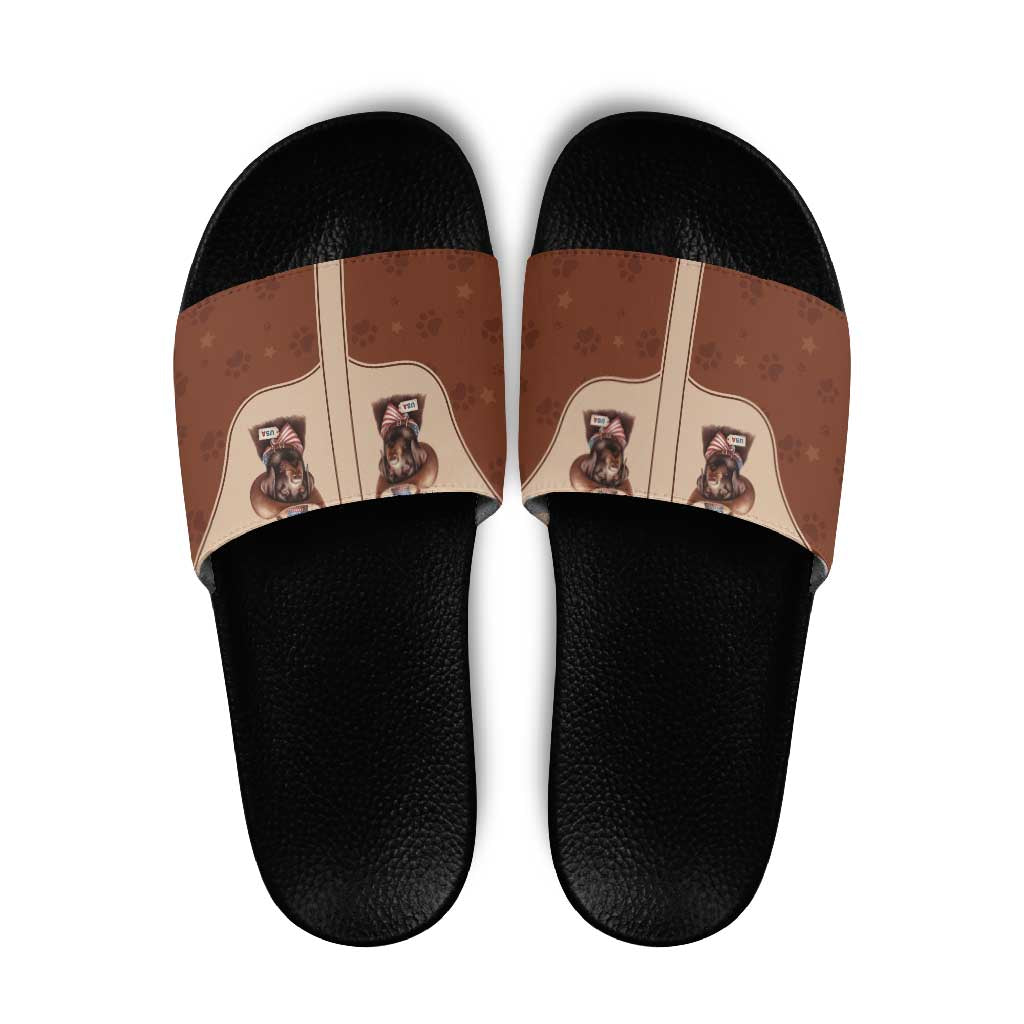 Cowdog Slide Sandals Cowboy Patriotic Labrador Western Yoke LT05