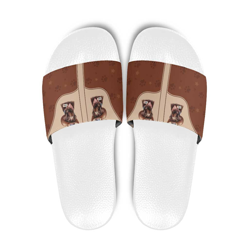 Cowdog Slide Sandals Cowboy Patriotic Labrador Western Yoke LT05