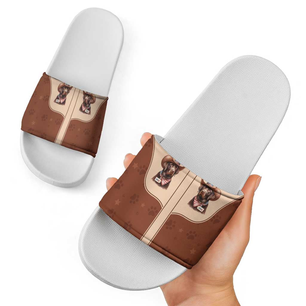 Cowdog Slide Sandals Cowboy Patriotic Labrador Western Yoke LT05