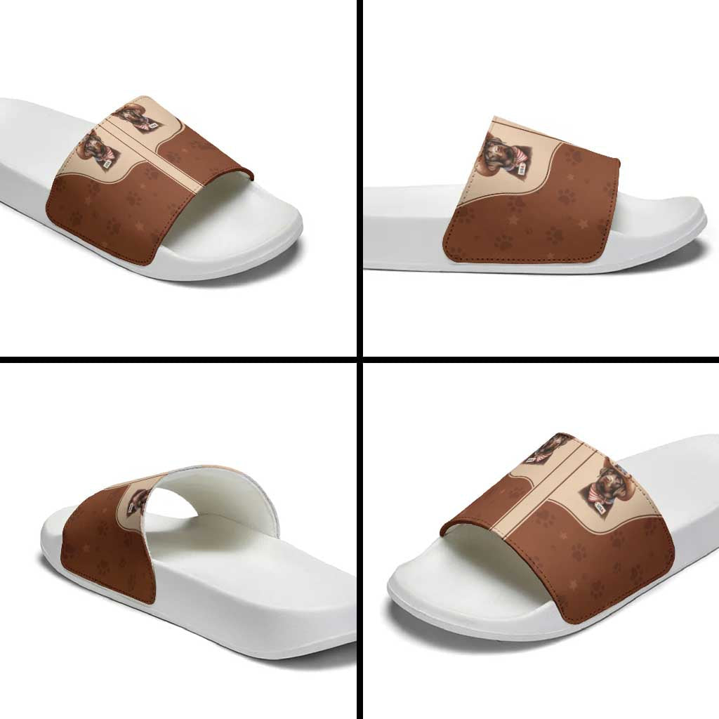 Cowdog Slide Sandals Cowboy Patriotic Labrador Western Yoke LT05