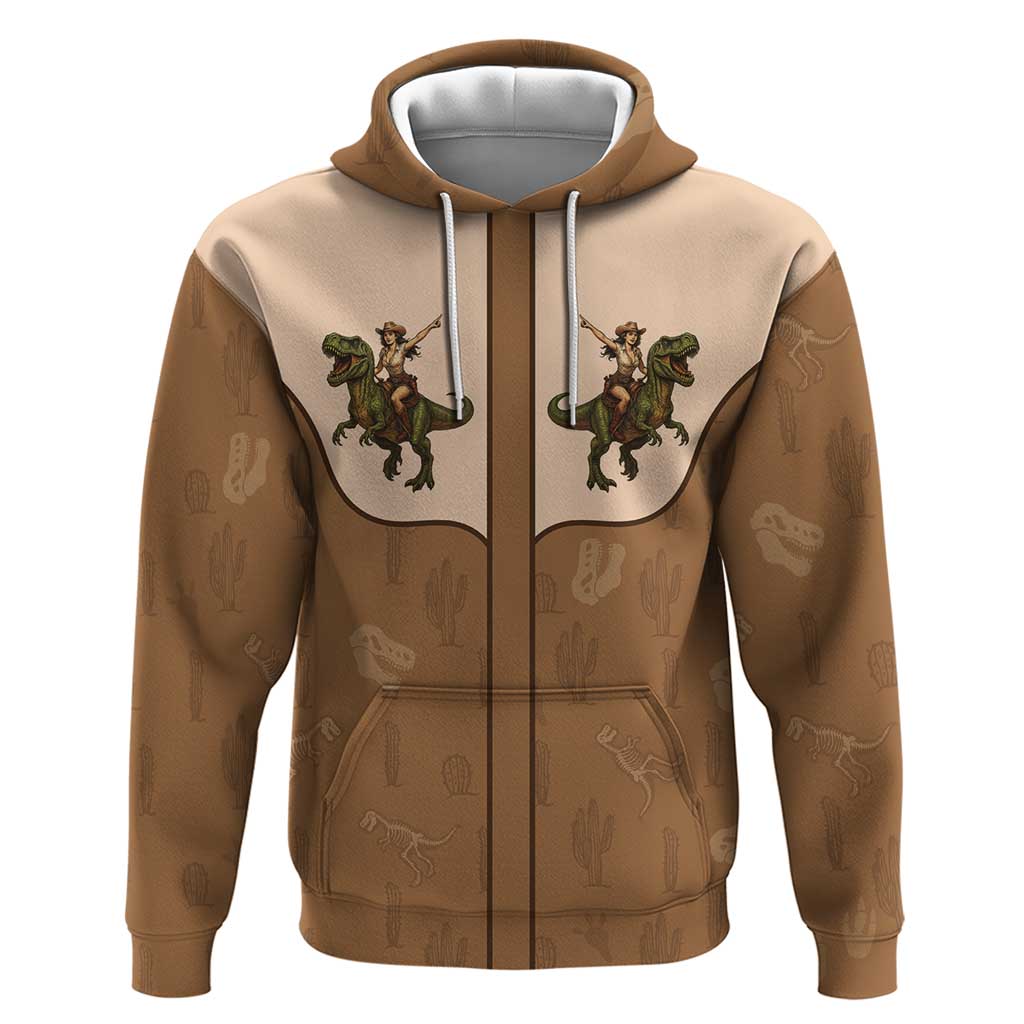 Cowgirl Dinosaur Hoodie Retro Western Yoke LT05