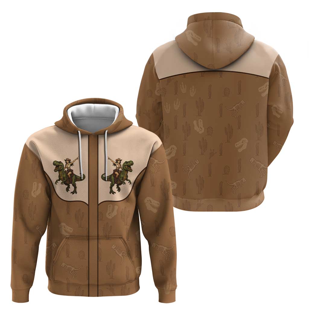 Cowgirl Dinosaur Hoodie Retro Western Yoke LT05