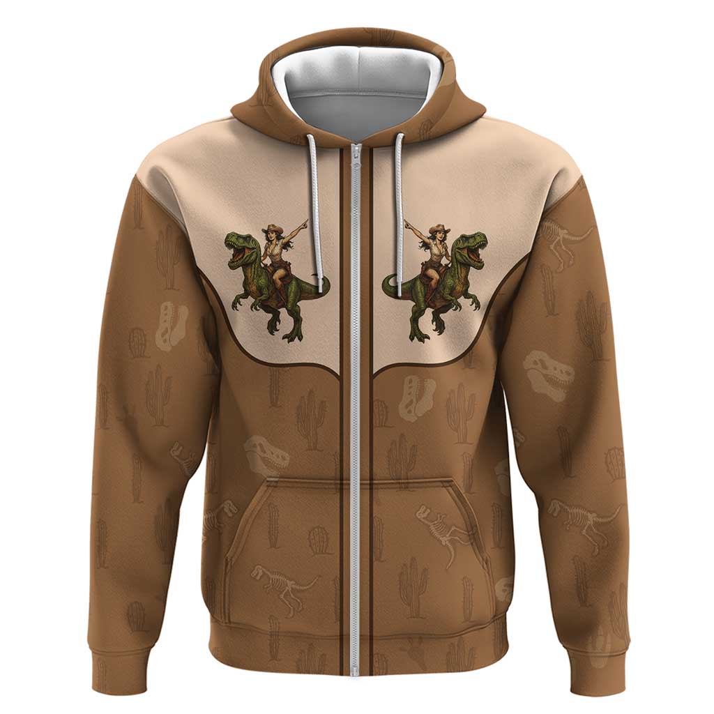 Cowgirl Dinosaur Hoodie Retro Western Yoke LT05