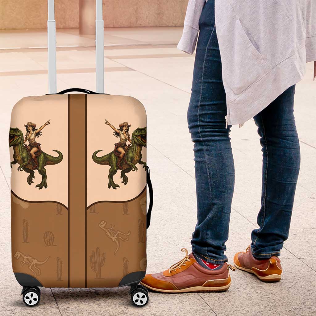 Cowgirl Dinosaur Luggage Cover Retro Western Yoke LT05