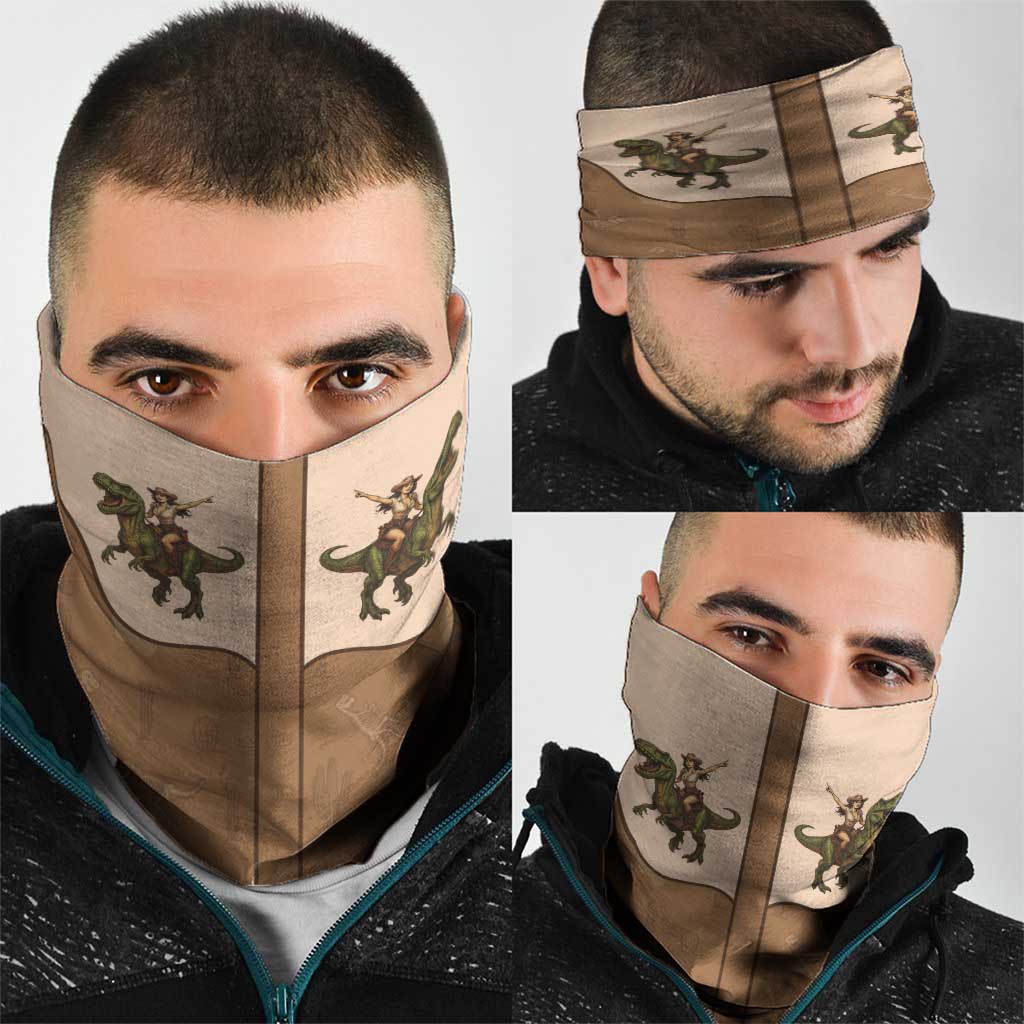 Cowgirl Dinosaur Neck Gaiter Retro Western Yoke LT05