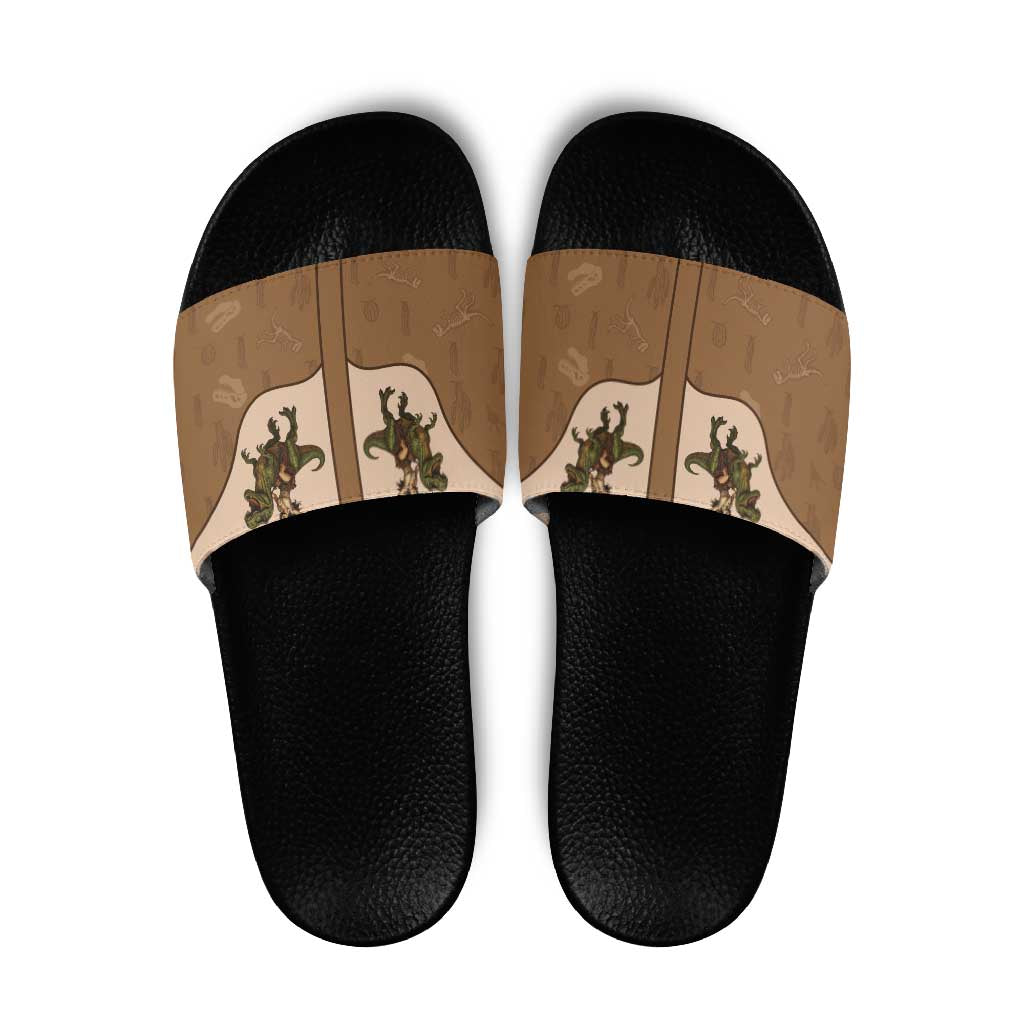 Cowgirl Dinosaur Slide Sandals Retro Western Yoke LT05
