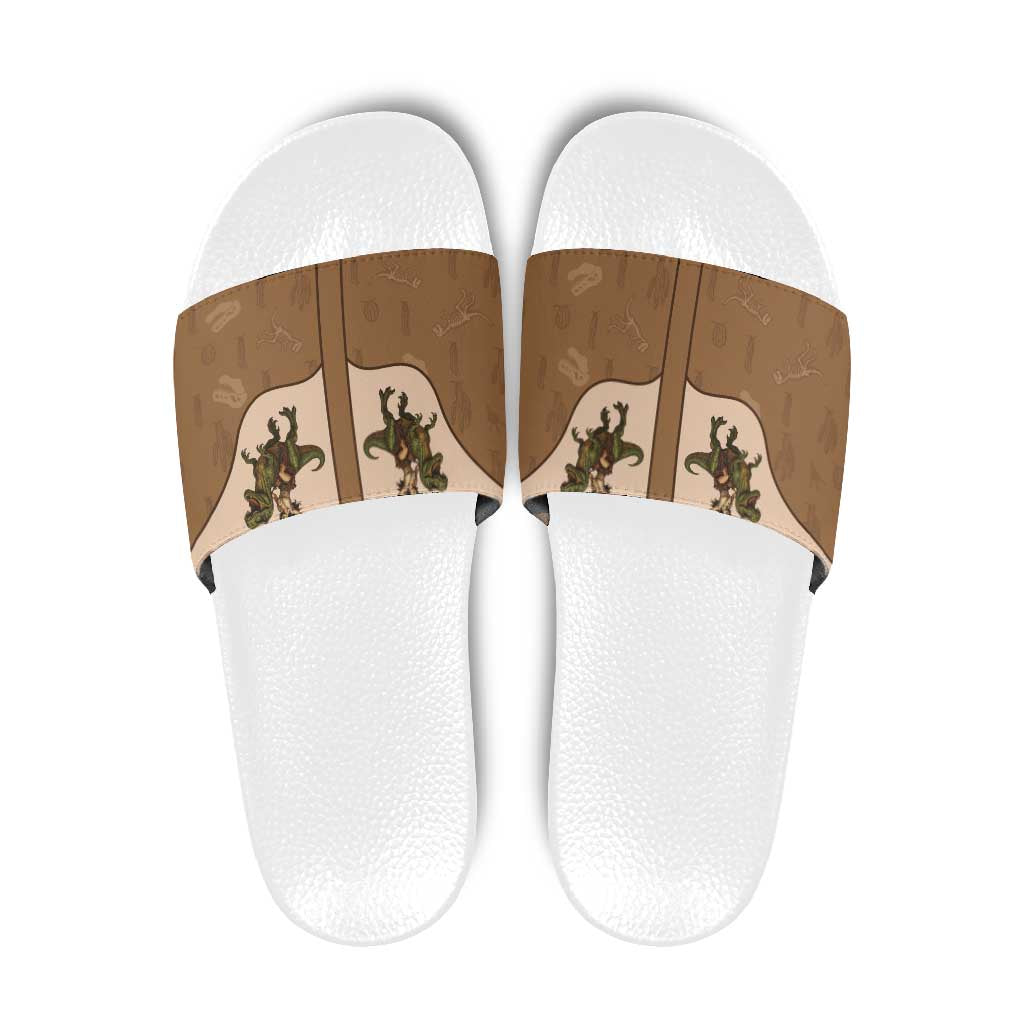 Cowgirl Dinosaur Slide Sandals Retro Western Yoke LT05