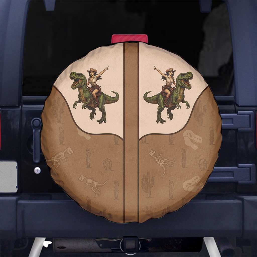 Cowgirl Dinosaur Spare Tire Cover Retro Western Yoke LT05