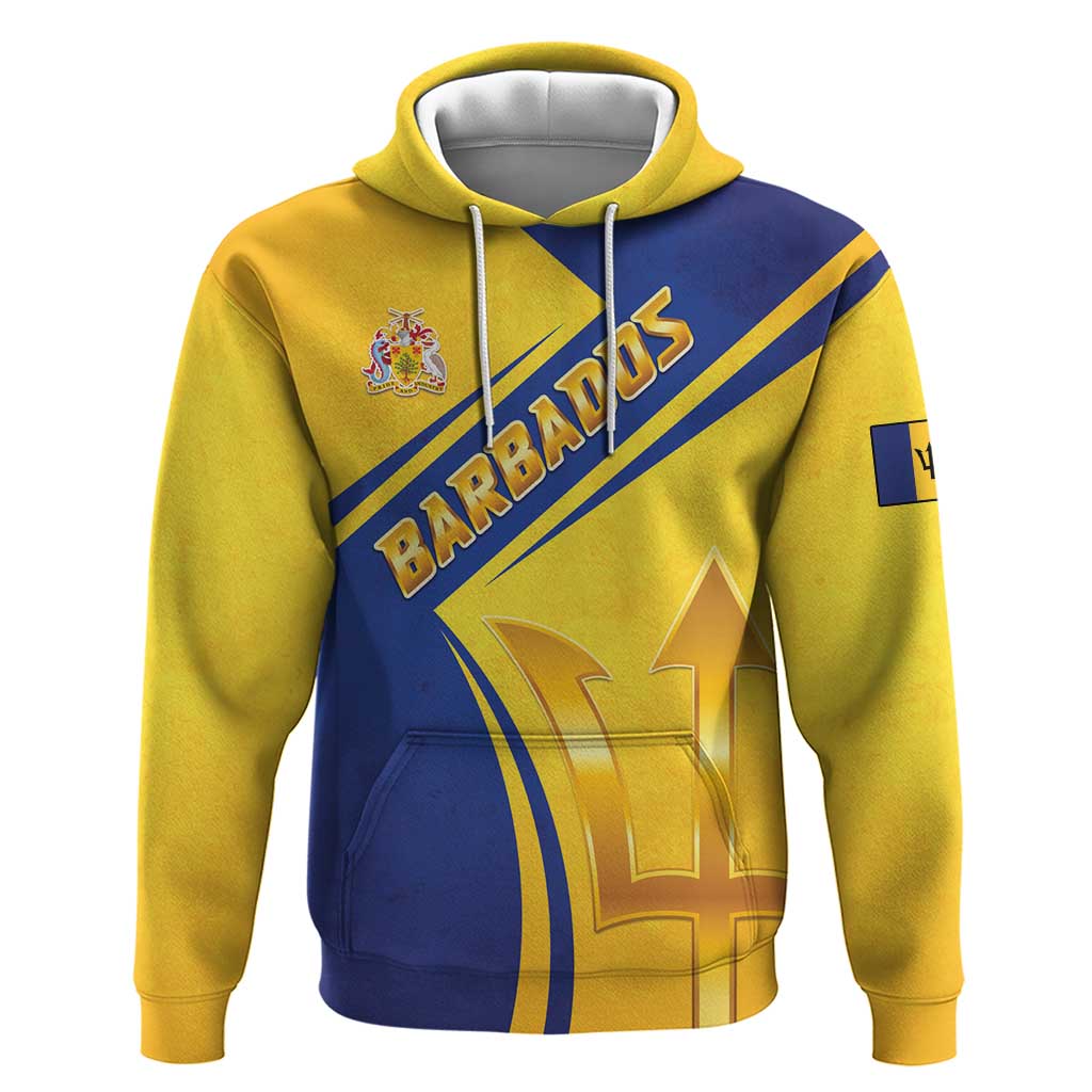 Barbados Gold Trident Hoodie With Coat Of Arms LT05