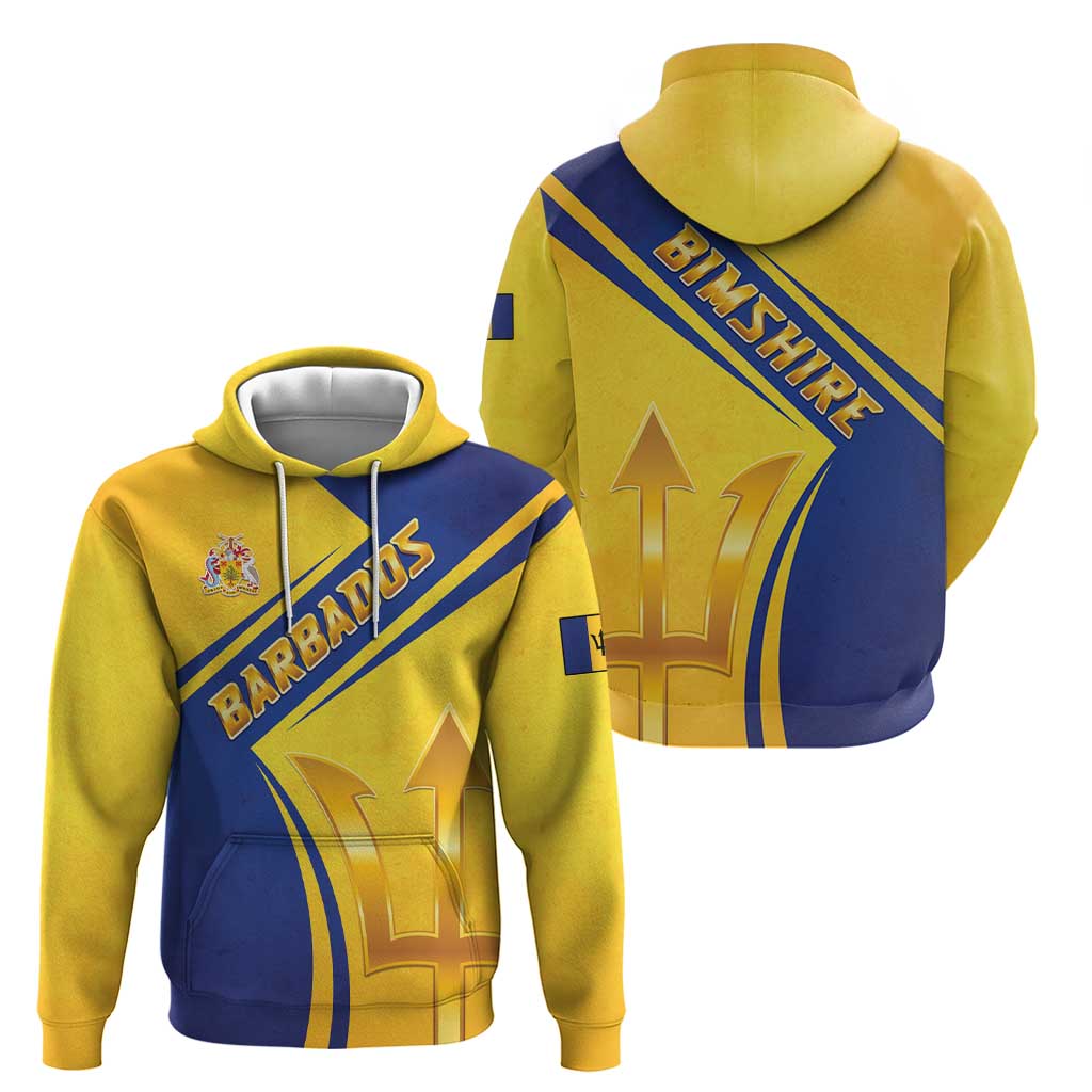 Barbados Gold Trident Hoodie With Coat Of Arms LT05