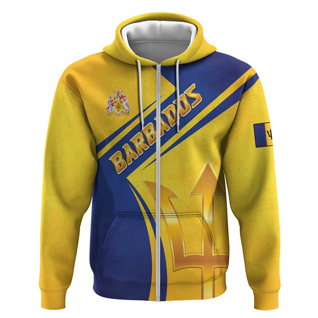 Barbados Gold Trident Hoodie With Coat Of Arms LT05