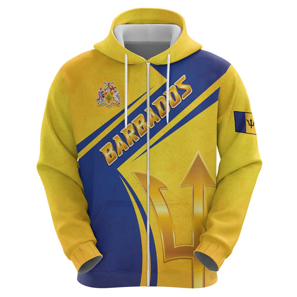 Barbados Gold Trident Hoodie With Coat Of Arms LT05