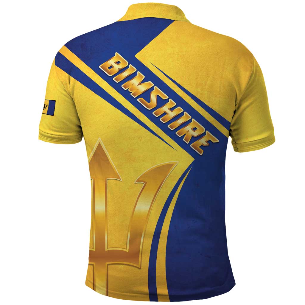 Barbados Gold Trident Polo Shirt With Coat Of Arms LT05