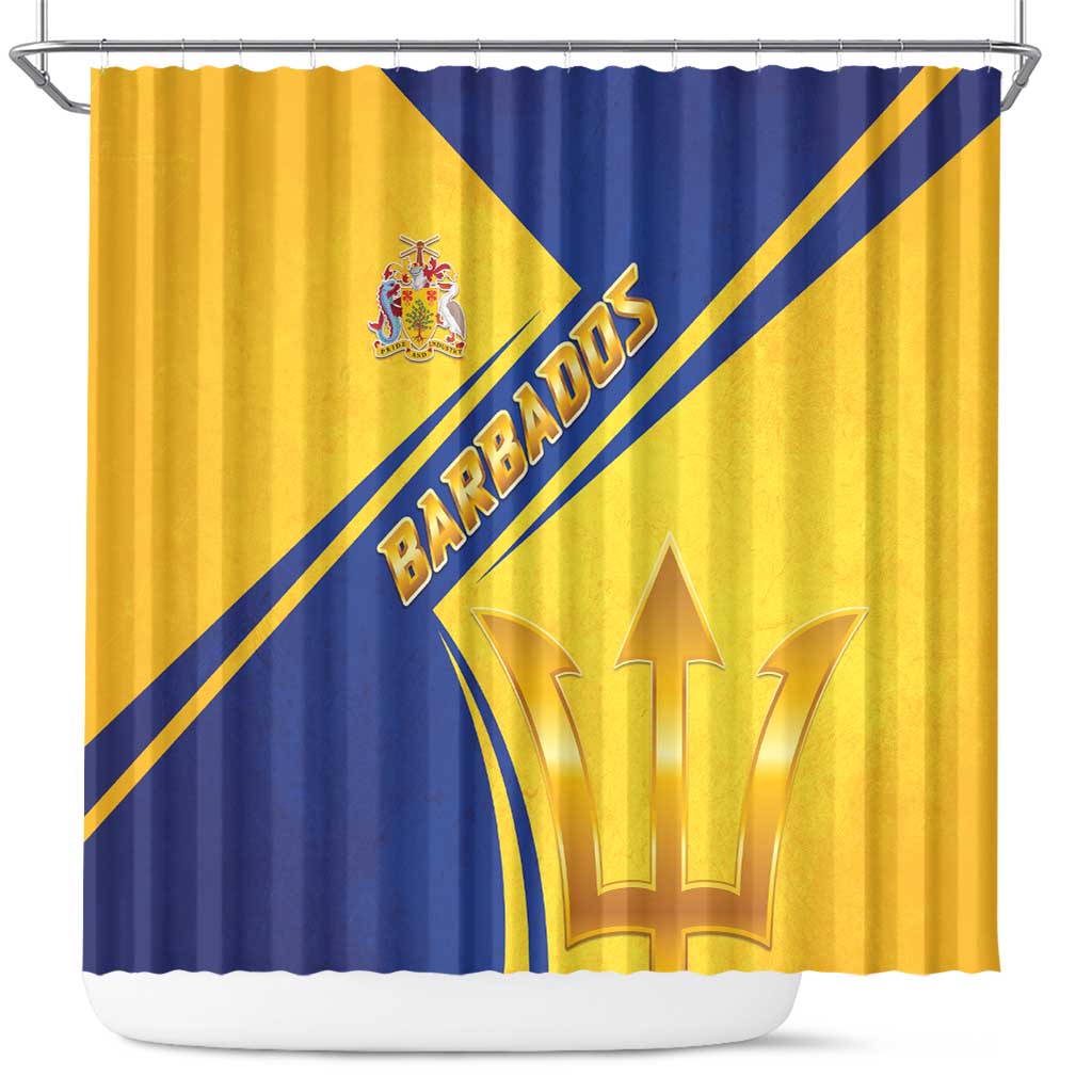 Barbados Gold Trident Shower Curtain With Coat Of Arms LT05
