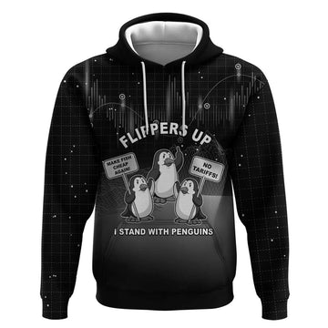 Funny Penguin Resist Hoodie Flippers Up I Stand With Penguins LT05