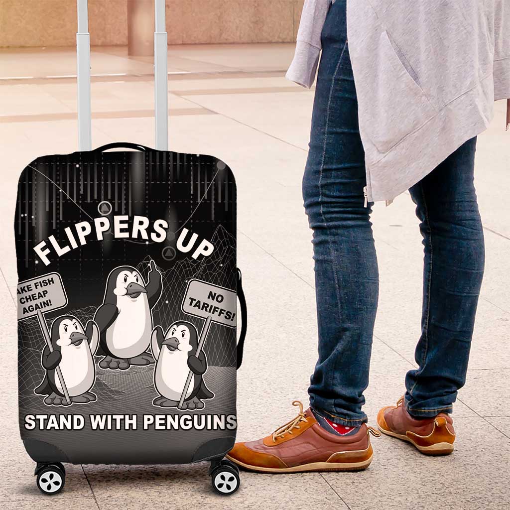 Funny Penguin Resist Luggage Cover Flippers Up I Stand With Penguins LT05