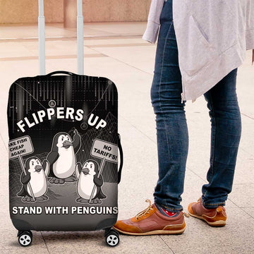 Funny Penguin Resist Luggage Cover Flippers Up I Stand With Penguins LT05