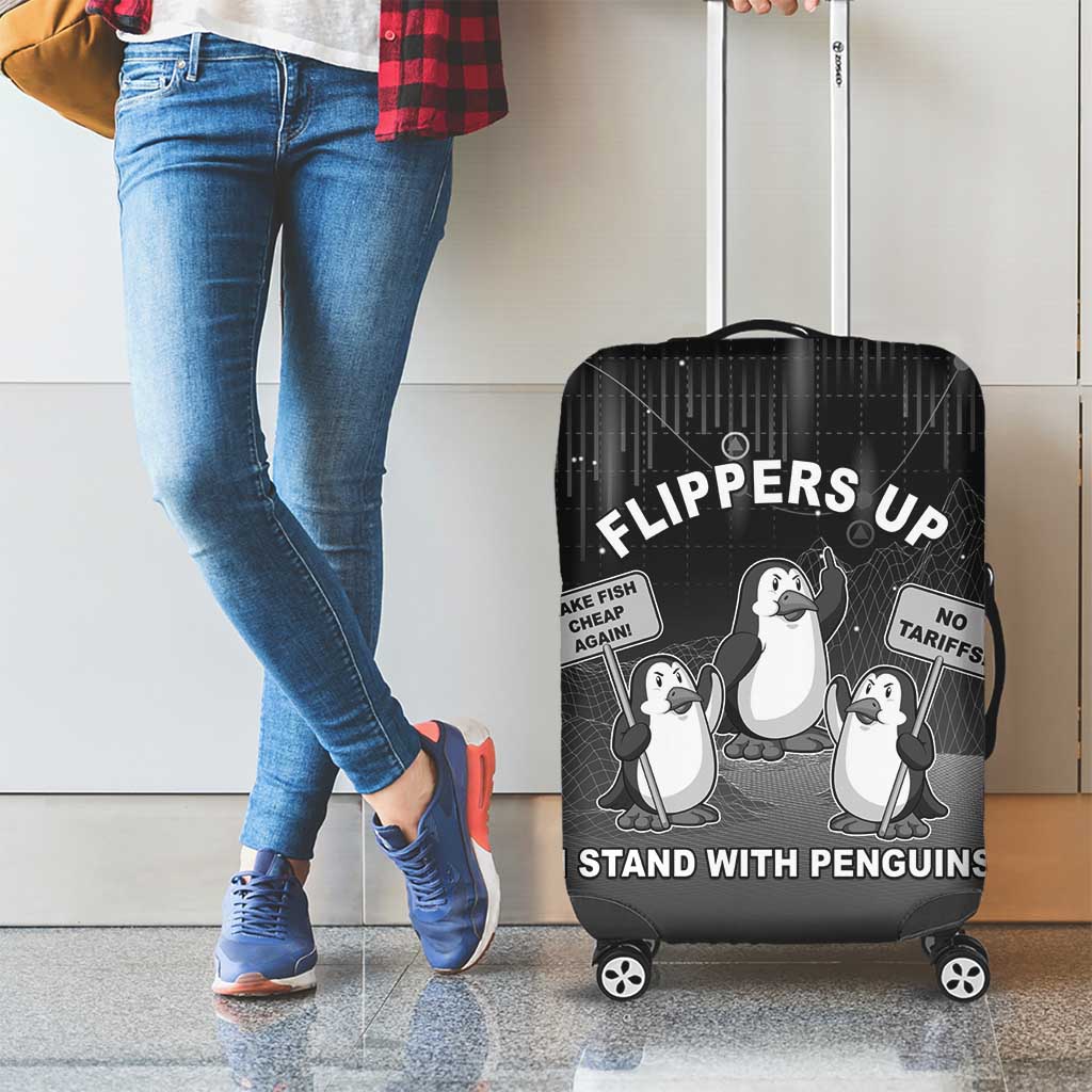 Funny Penguin Resist Luggage Cover Flippers Up I Stand With Penguins LT05