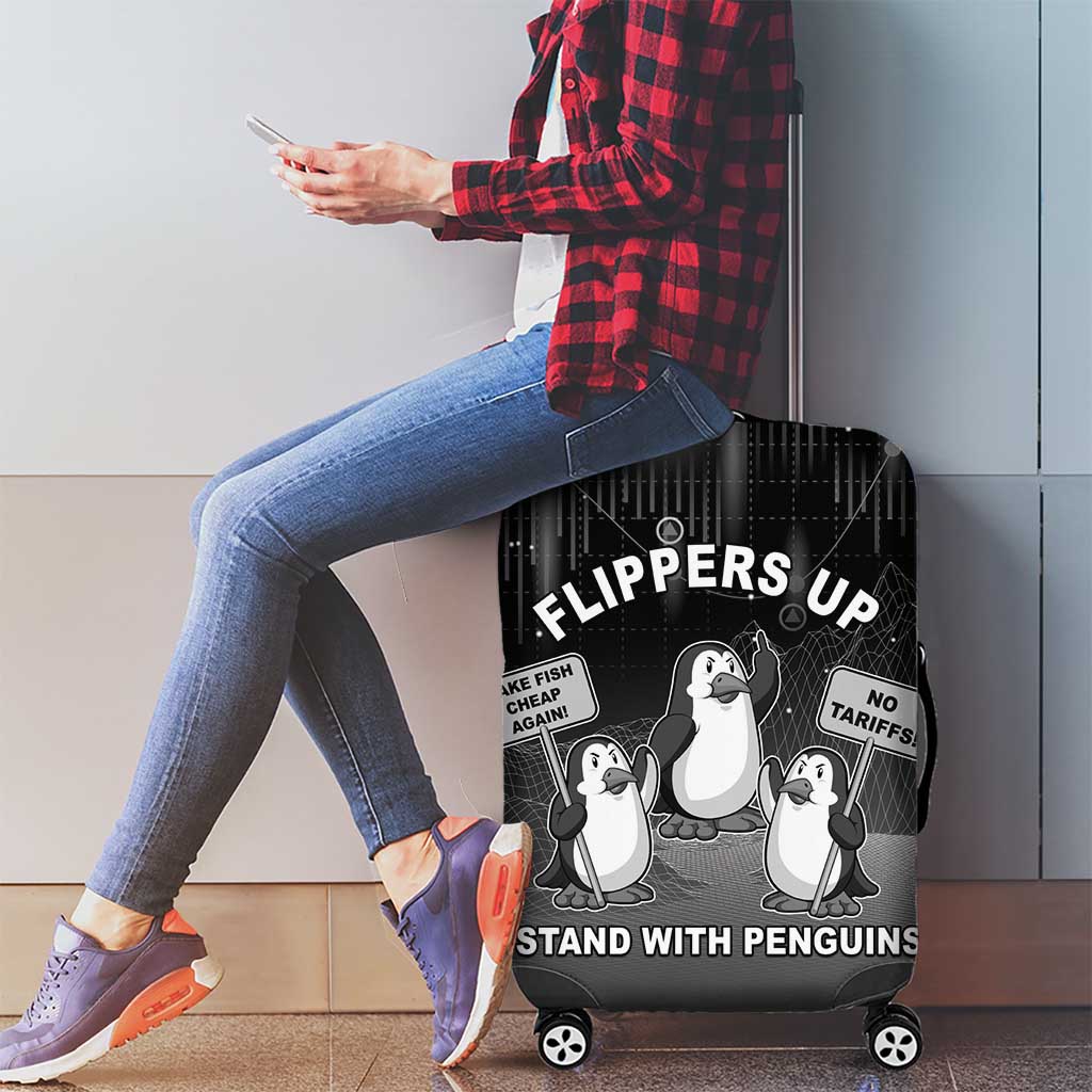 Funny Penguin Resist Luggage Cover Flippers Up I Stand With Penguins LT05