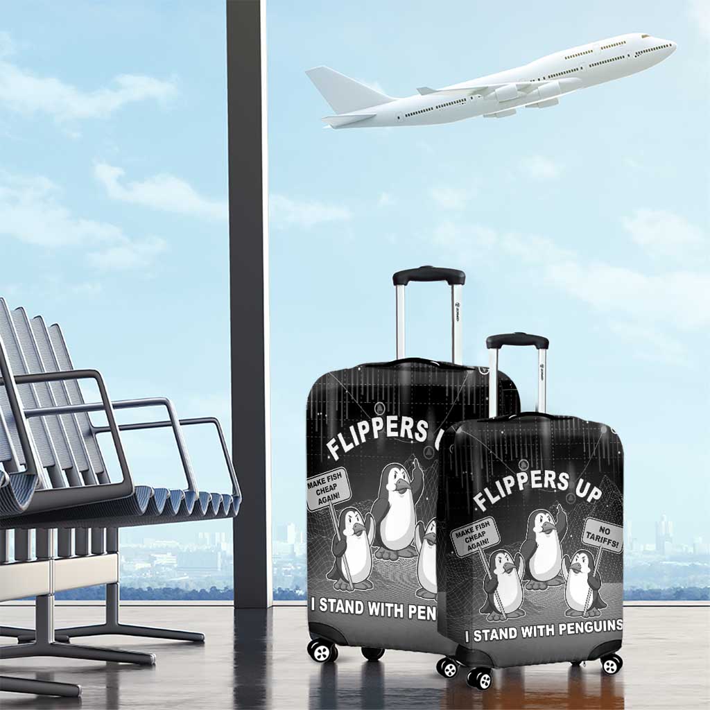 Funny Penguin Resist Luggage Cover Flippers Up I Stand With Penguins LT05