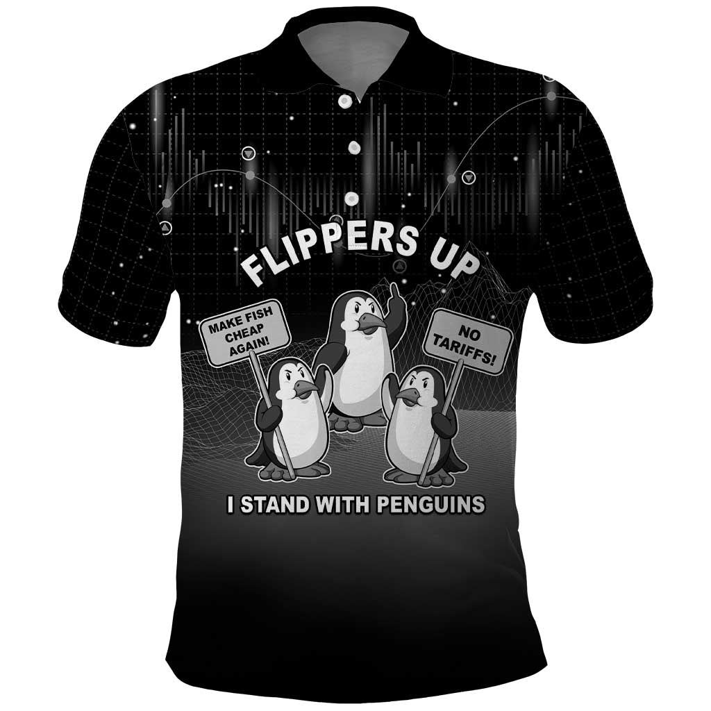 Funny Penguin Resist Polo Shirt Flippers Up I Stand With Penguins LT05