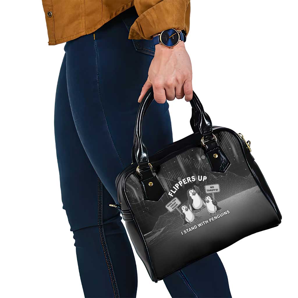 Funny Penguin Resist Shoulder Handbag Flippers Up I Stand With Penguins LT05
