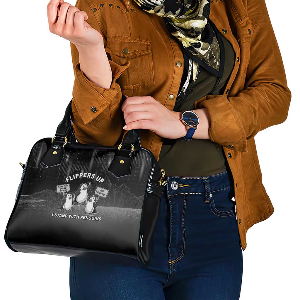 Funny Penguin Resist Shoulder Handbag Flippers Up I Stand With Penguins LT05