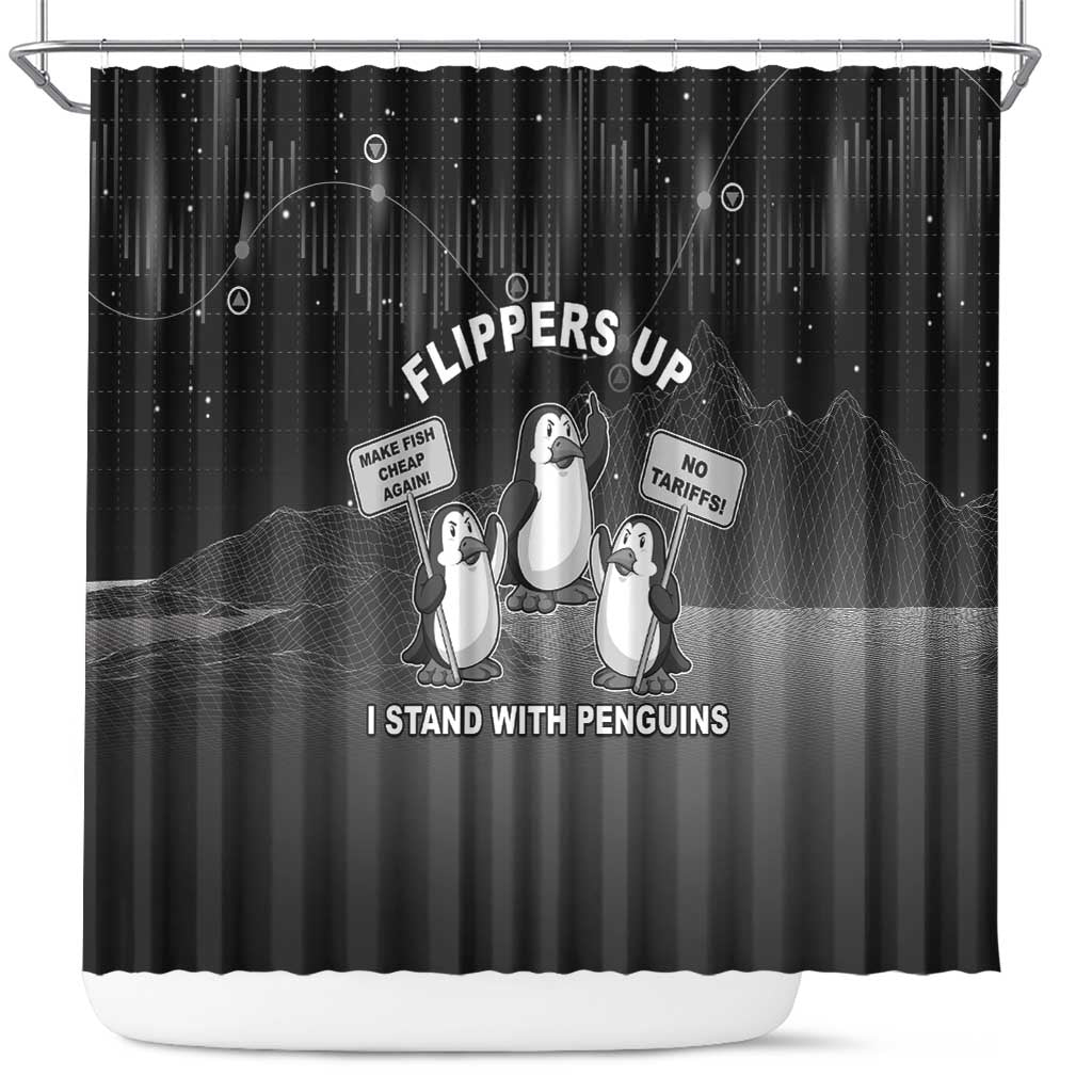 Funny Penguin Resist Shower Curtain Flippers Up I Stand With Penguins LT05