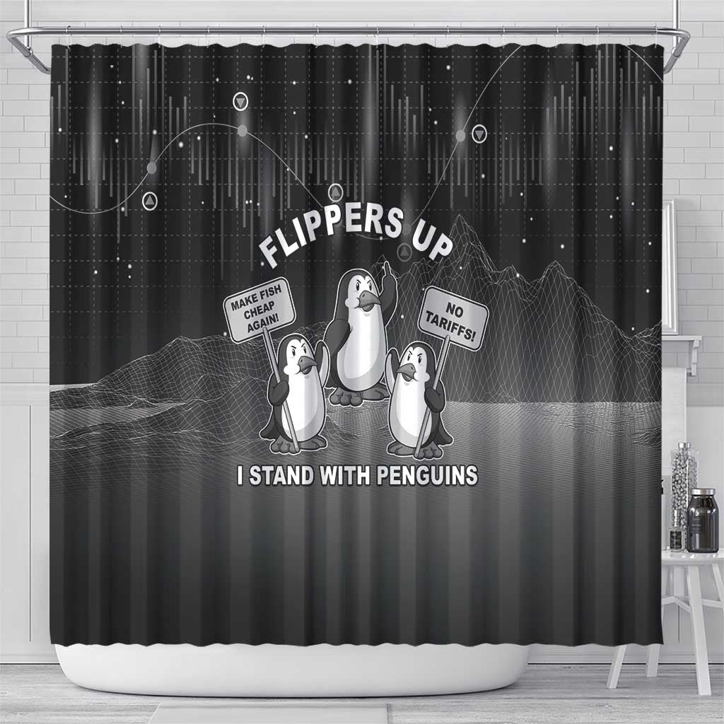 Funny Penguin Resist Shower Curtain Flippers Up I Stand With Penguins LT05
