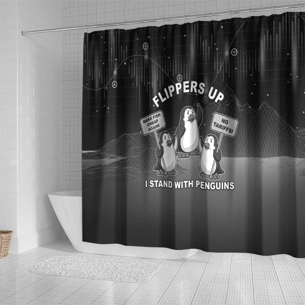 Funny Penguin Resist Shower Curtain Flippers Up I Stand With Penguins LT05